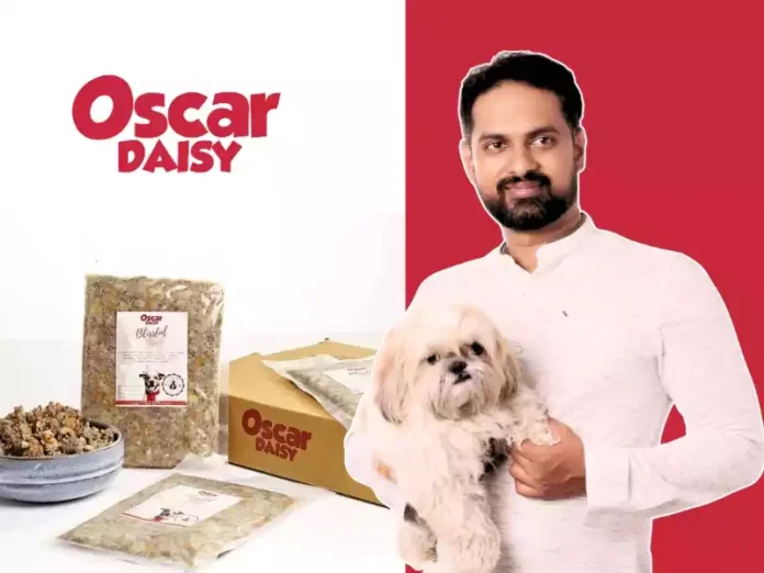 Oscar Daisy: Dog eagerly eating from a bowl of fresh pet food